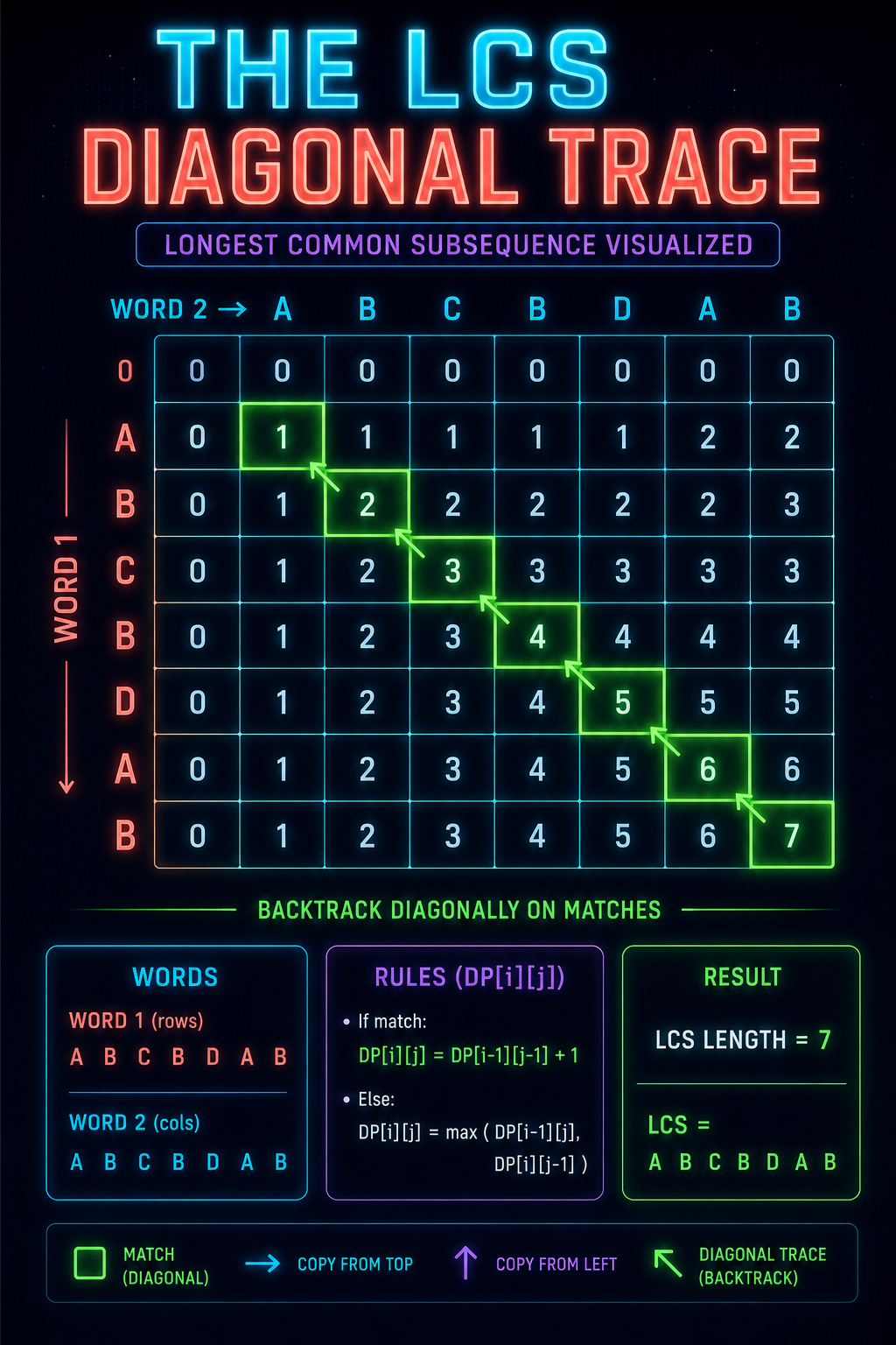 The LCS Diagonal Trace
